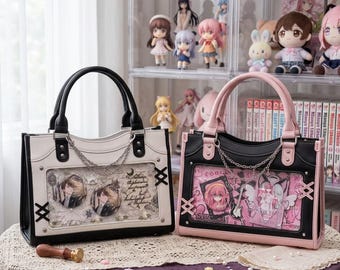 Transparente Ita Bag Messenger - süße Anime Display Tasche für Pins, Charms & Sammler