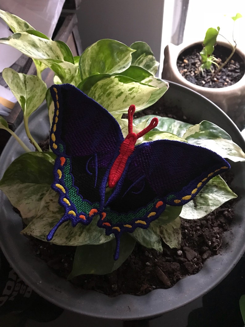 Machine embrodiery Pride flag butterfly clip