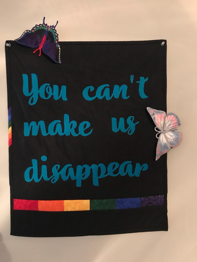 Machine embrodiery Pride flag butterfly clip