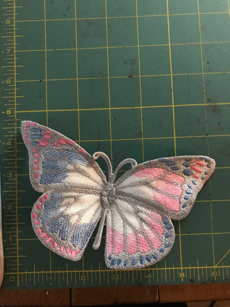 Machine embrodiery Pride flag butterfly clip