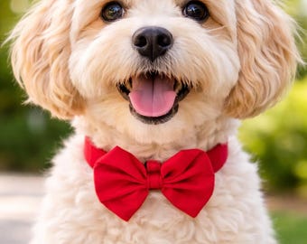 Papillon rosso per cani con chiusura in velcro, papillon staccabile per cani, papillon per cuccioli, accessorio per matrimoni canini, papillon per cani di piccola taglia, papillon per animali domestici fatto a mano, regalo per cani