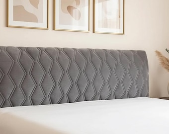 Funda acolchada para cabecero de cama, protector antipolvo de terciopelo, color liso, decoración del hogar