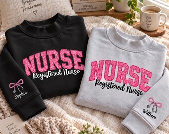 Registered Nurse Sweatshirt, Embroidered RN Mock Neck Crewneck, Nursing Graduation Gift, Medical Worker Pullover, Nurse Gift for Her