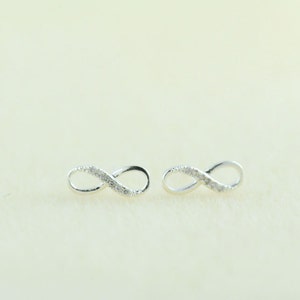 Silver Infinity Earrings, Infinity Stud Earrings, Infinity Studs, Infinity Posts Earrings, Infinite Love. Valentines Gift. Gift For Her. image 2