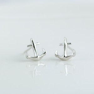 Tiny Anchor Earrings in Silver. Silver Anchor Post Earrings. Anchor My Love. Bridesmaids Gifts. image 1