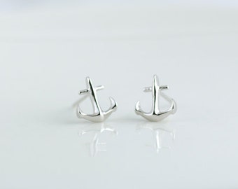 Tiny Anchor Earrings in Silver. Silver Anchor Post Earrings. Anchor My Love. Bridesmaids Gifts.