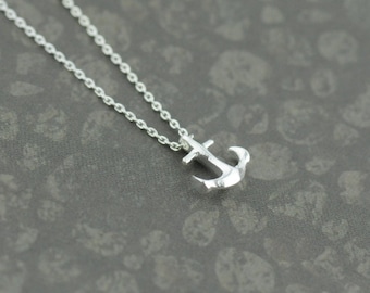 Silver Anchor Necklace. Tiny Anchor Necklace in Silver. Anchor Necklace in Silver. Anchor My Love.