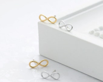 Infinity Earrings. Infinity Stud Earrings. Infinity Post Earrings. Infinite Love. Valentines Gift. Gift For Her. Choice Gold or Silver.