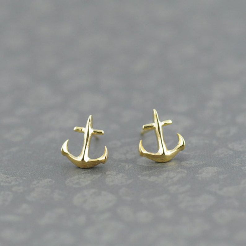 Tiny Anchor Earrings in Silver. Silver Anchor Post Earrings. Anchor My Love. Bridesmaids Gifts. image 4