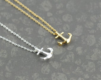 Small Anchor Necklace. Tiny Anchor Necklace in Gold or Silver. Anchor Necklace in Gold/ Silver. Sailor Necklace. Anchor My Love.