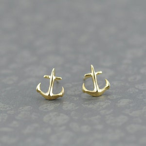 Tiny Anchor Earrings in Gold. Anchor My Love. Gold Anchor Post Earrings. Whimsy Earrings. Cute Earrings.