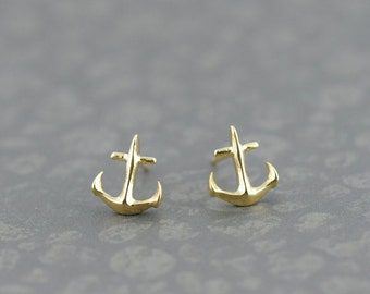 Tiny Anchor Earrings in Gold. Anchor My Love. Gold Anchor Post Earrings. Whimsy Earrings. Cute Earrings.