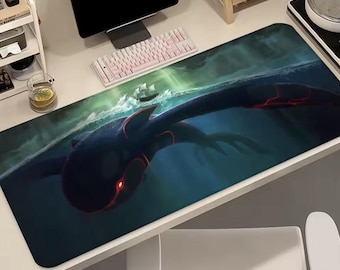Kyogre Mauspad XL - Legendäres Pokémon Ozean Schreibtischmatte - Anime Gaming Mousepad - Tiefsee Schreibtisch Einrichtung