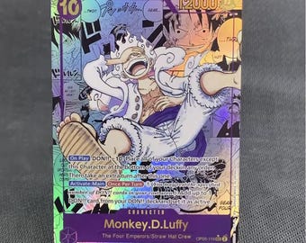 Monkey D. Luffy Gear 5 Custom Manga Card (OP05) – Holographic Anime Collectible
