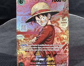 Custom One Piece Luffy Red Manga Card (Holographic, Textured Foil) OP13