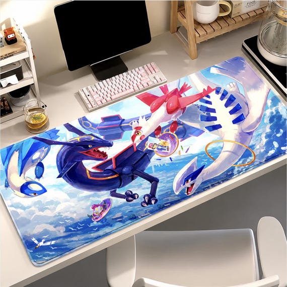 Lugia Rayquaza Latios Latias Mouse Pad XL – Legendary Pokémon Desk Mat – Anime Gaming Mousepad – Sky Guardians Setup