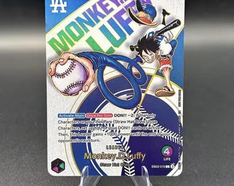 Monkey D. Luffy LA Baseball Custom Card – One Piece Anime Sports Collectible (Holographic)