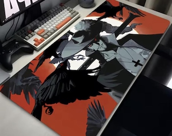 Dracule Mihawk Mouse Pad XL – One Piece Anime Desk Mat, Red Black Sword Pad