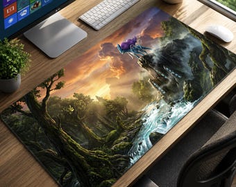 Suicune Mouse Pad XL – Legendary Pokémon Desk Mat – Johto Water Beast Anime Gaming Mousepad – Nature Landscape Setup