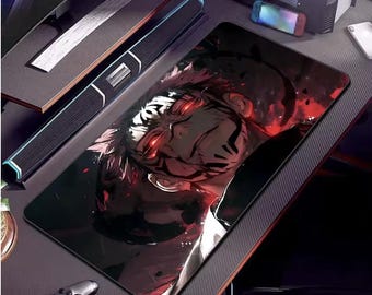 Jujutsu Kaisen Mouse Pad XL – Sukuna Anime Desk Mat – Curse King Gaming Mousepad – Dark Red Manga Setup Gift
