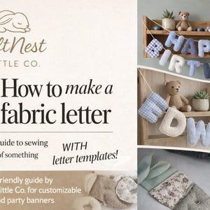 Puffy Fabric Letter Banner Sewing Pattern, Nursery Decor Tutorial (PDF)