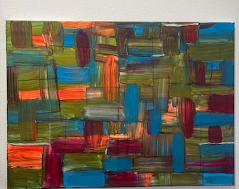 Mosaico de alegría | Pintura acrílica abstracta original 75 x 55 cm | Un poco más de color cada día | Pintada a mano por madre e hija | Austria