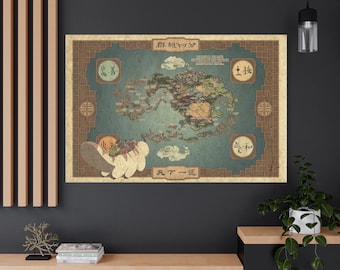 Avatar air-bender World map Canvas Ready To Hang 1.25" Deep No Y-183