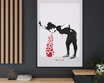 Banksy "Love Sick" Street Graffiti Art, Emotional Urban Pop Art Framed Canvas Wall Art Y-51