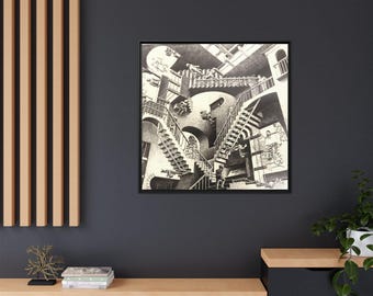 Relativity by Maurits Cornelis Escher relativity Painting Framed Canvas Print Y-236