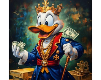 Scrooge McDuck Pop Art Painting, Royal Money King Poster Y-660
