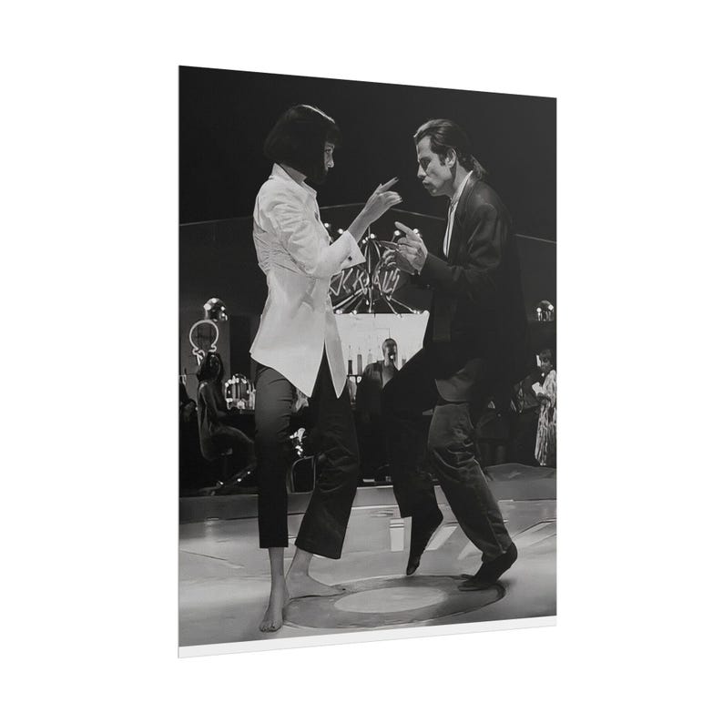 Uma Thurman and John Travolta Dancing Cinematic Photography Black, Poster Print HFR-23 image 3