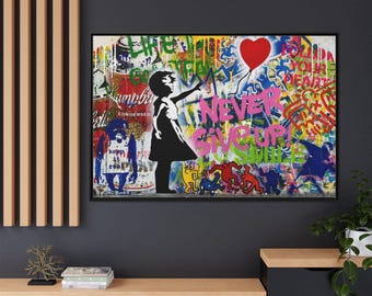 Banksy Balloon Girl Pop Art Print ,Modern Wall Art Urban Graffiti Framed Canvas Wall Art Y-587