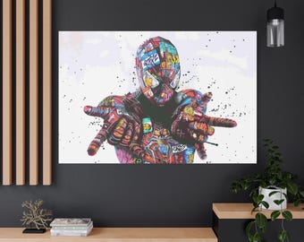 Spider Man Covered in Graffiti and Stickers Street Art, Canvas Decor Y-802