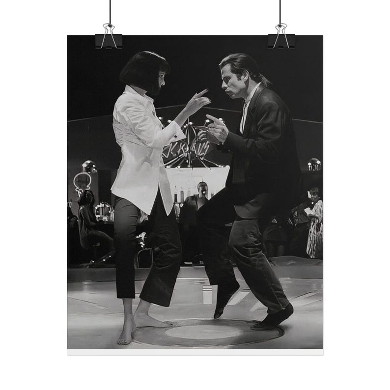 Uma Thurman and John Travolta Dancing Cinematic Photography Black, Poster Print HFR-23 image 2