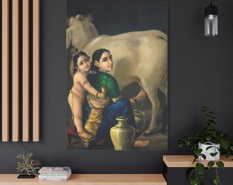 Yashoda Krishna - Raja Ravi Varma Reprodüksiyon Canvas Wall Art