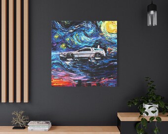 Back to the Future Van Gogh Style Starry Night Canvas Art Y-958