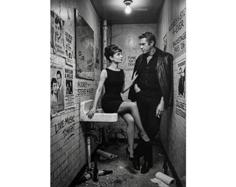 Audrey Hepburn Steve McQueen Bathroom Art, Punk Rock Print, Rolled Poster Y-977