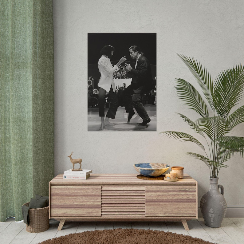 Uma Thurman and John Travolta Dancing Cinematic Photography Black, Poster Print HFR-23 image 5