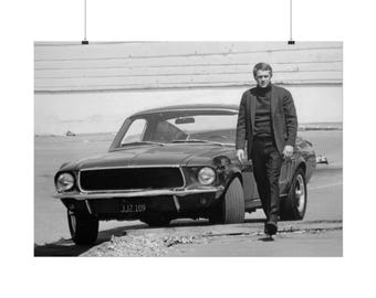 Steve Mcqueen Ford Mustang Bullitt Movie Poster Print Y-288
