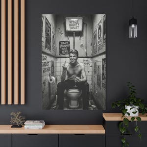 Toaleta Davida Bowiego Ziggy Stardust, zabawny rockandrollowy środkowy palec, dekoracja na płótnie, gotowa do powieszenia, głębokość 1,25 cala, kolor Y - 726
