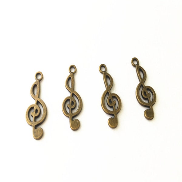 30pcs  Antique bronze Music character Pendant charm 10mmx26mm