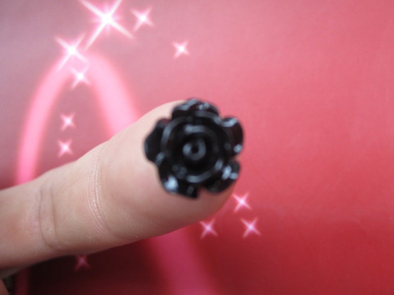 20pcs black color Resin Flowers Rose 10mm image 2