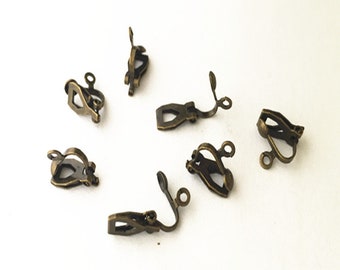 50pcs 9mm x12mm Antique Bronze Ear clip findings