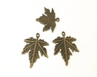 20pcs de bronze antique Feuilles pendentif charme 25mmx27mm