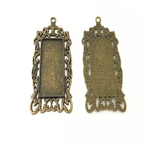 5pcs 19mm x38mm Antique Bronze rectangle Pendant tray Base