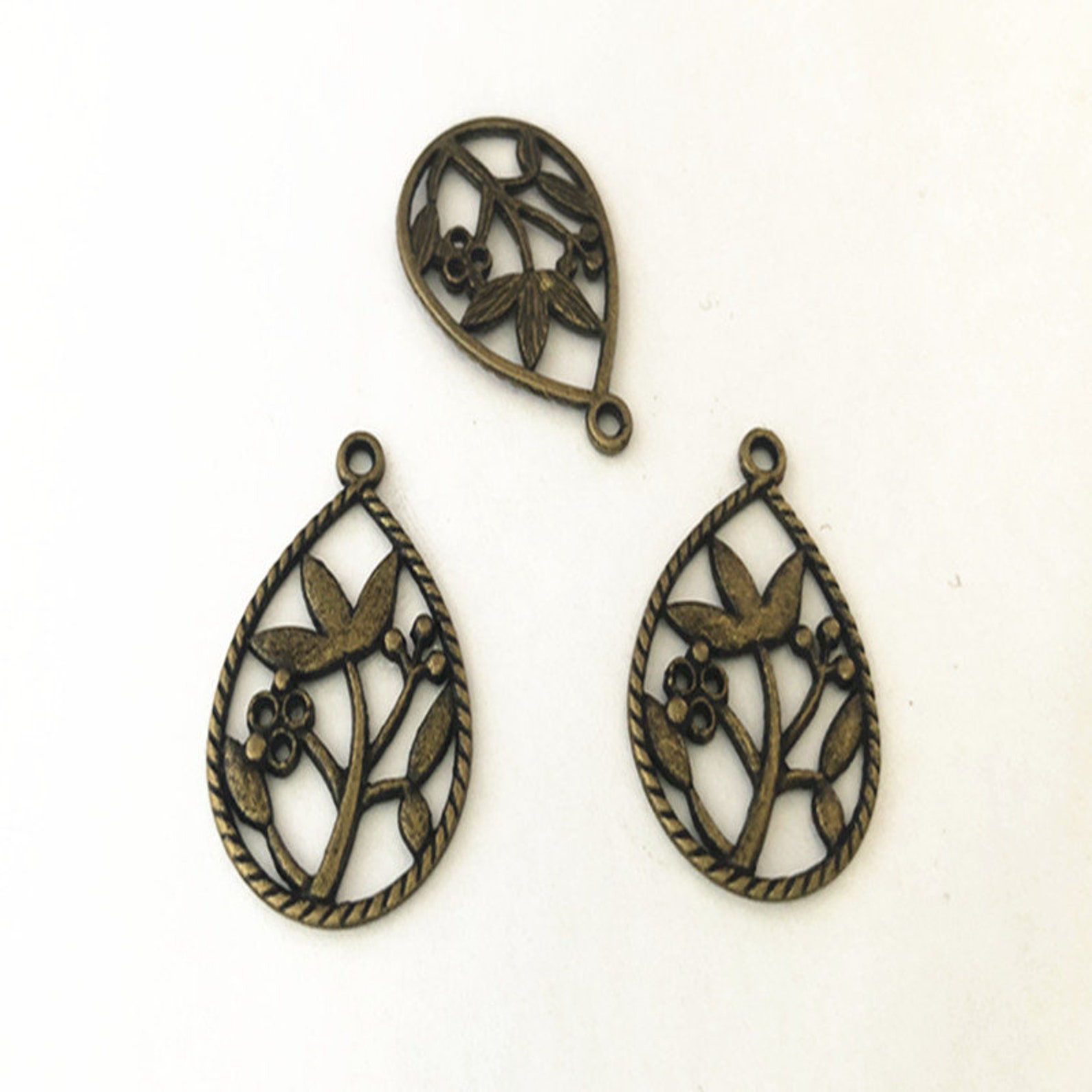 20pcs Antique Bronze Flower Pendant Charm 21mmx31mm Etsy