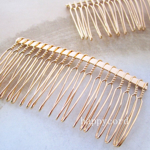 20 Pcs  40mmx75mm (20teeth) plated gold Hair Combs