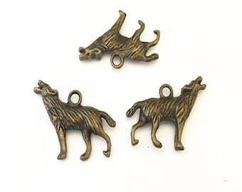 15pcs of Antique bronze Wolf pendant charm 16mmx28mm