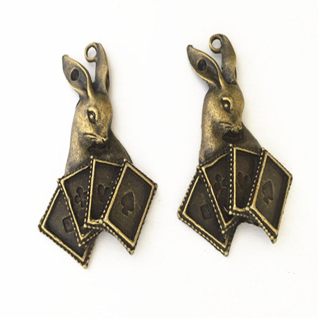 5pcs Antique Bronze Rabbit Head Pendant Charm 34mmx47mm Etsy