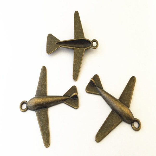 10pcs of Antique bronze plane pendant charm 47mmx52mm